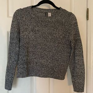 H&M crop sweater grey and white black size xs